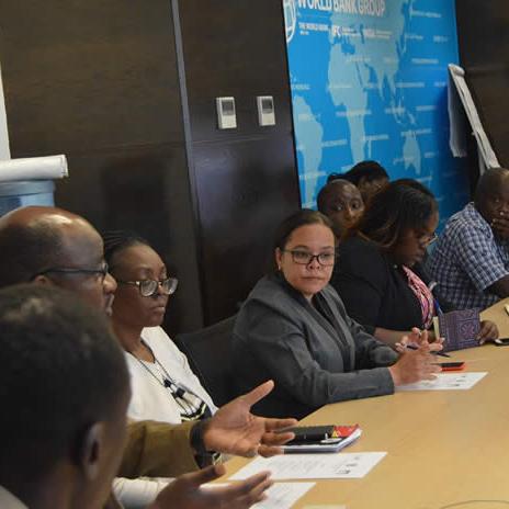 Civil society representatives connecting from Nairobi, Kenya raise questions for CAO during the video conference, October 2018.