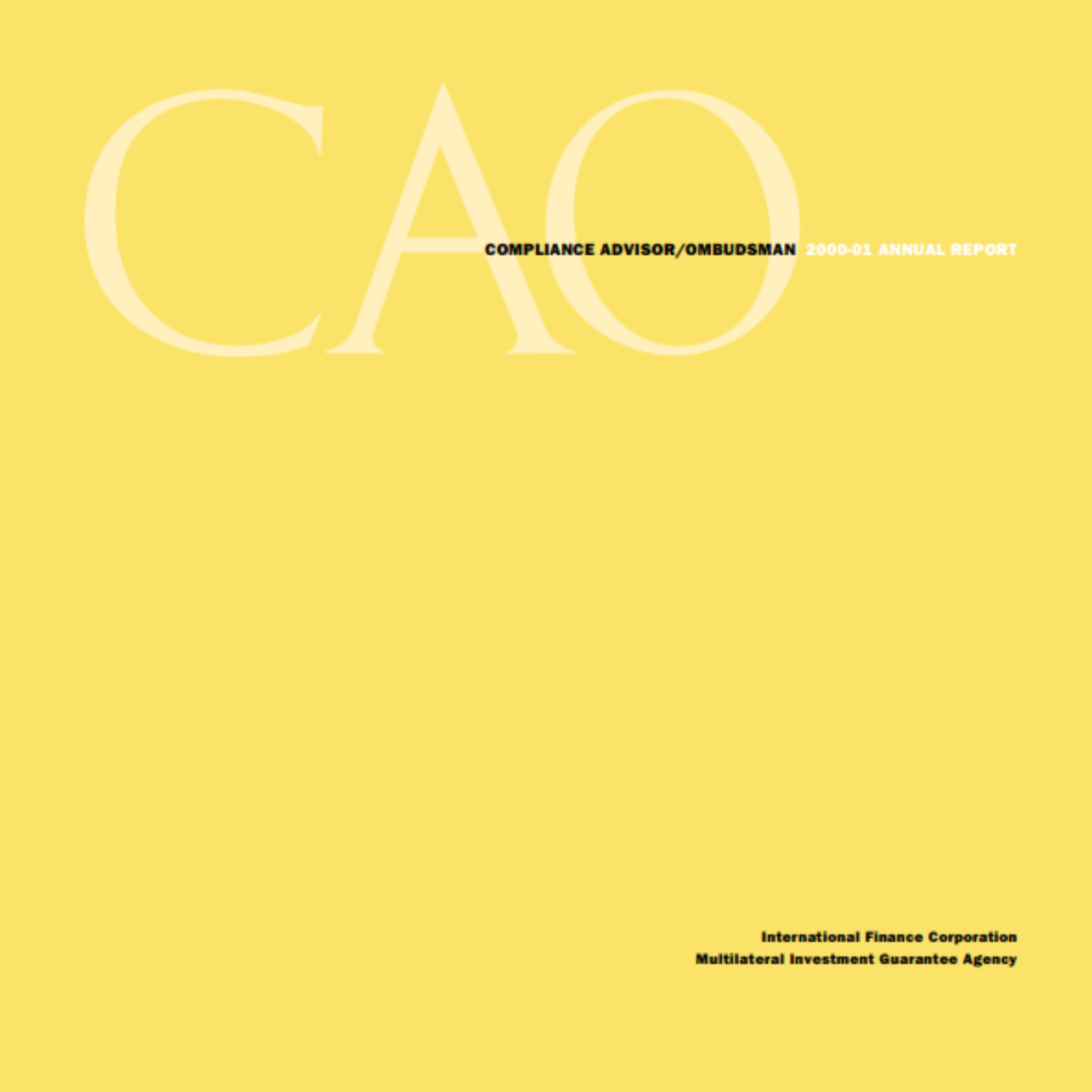 CAO 2001 Annual Report Cover