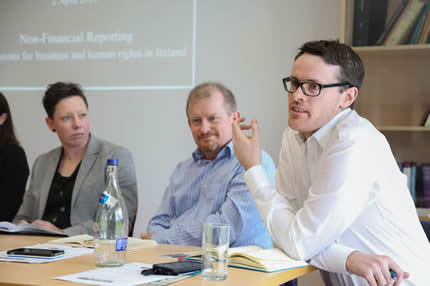 CAO staff participate in discussion during the Annual Galway Business and Human Rights Symposium in Galway, Ireland.